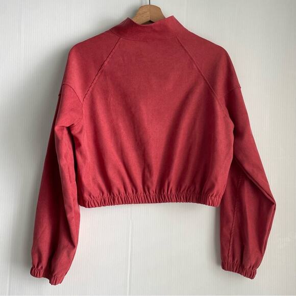 Romwe corduroy full zip jacket watermelon red color size small/4 long sleeve - Picture 8 of 8